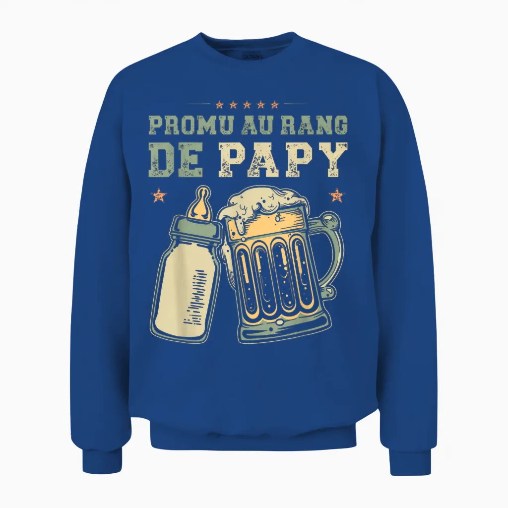 Promoted Grandpa New Grandpa Announcement Future Grandpa Unisex Sweatshirt in Royal