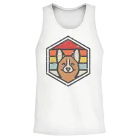 Retro Badge Corgi Unisex Tank Top - White – 2
