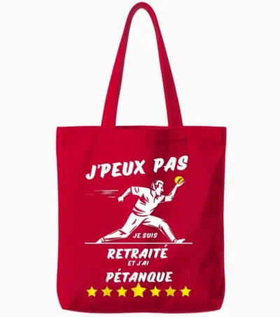I Can't I'm Retired and I Have Pétanque T-Shirt, Black, S Tote Bags - Red