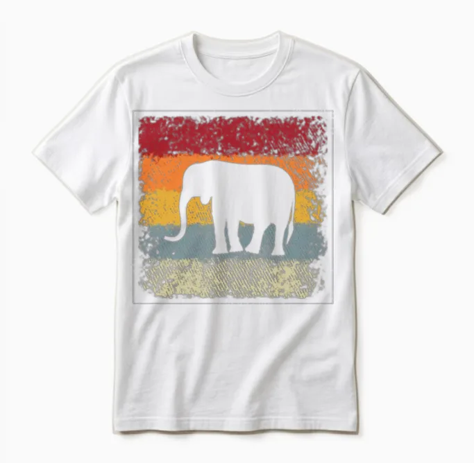 Elephant Retro Unisex T-Shirt in White