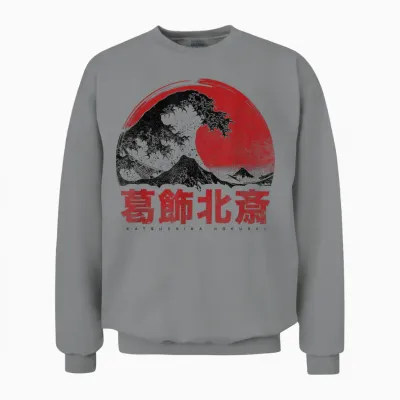 Japanisches Hokusai Japan Die Große Welle Vor Kanagawa Unisex Sweatshirt - Sport Grey