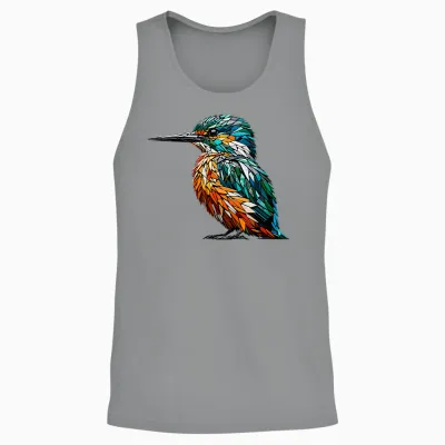 Polygon Art Kingfisher Kingfishermen T-Shirt, Black, S Unisex Tank Top - Sport Grey