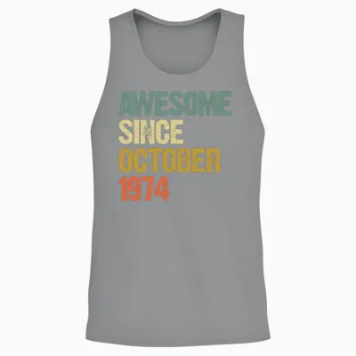 Awesome Since October 1974 Retro Vintage Gift Unisex Tank Top - Sport Grey