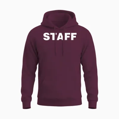 Event Staff T-Shirt Mit Dem Wort Staff Auf Der Rückseite Unisex Hoodie - Maroon