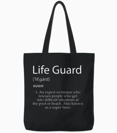 Lifeguard Definition: Expert Swimmer Super Hero Lifeguarding Tote Bags - Black