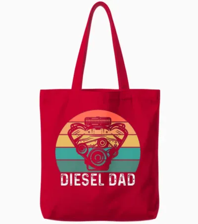 Vintage Diesel Mechanic Saying for Mechanic Dad Tote Bags - Red