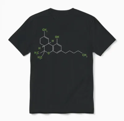 Cannabis Weed Pot Molecule Thc Marijuana Stoner Gift Unisex T-Shirt - Black