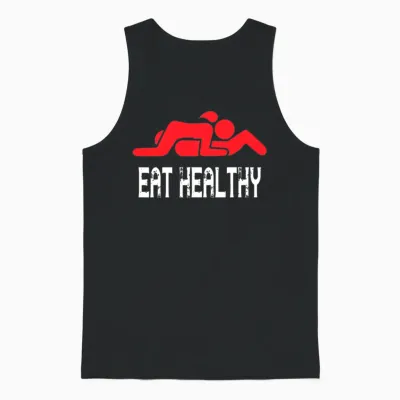 Funny Eat Healthy Sexy Unisex Tank Top - Black