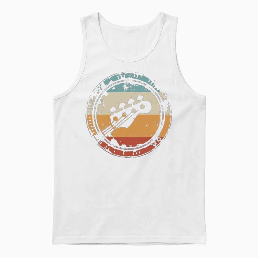 Vintage Bass Guitar Unisex Tank Top in White