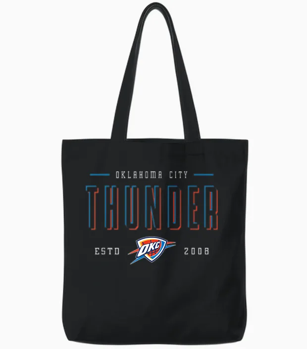 Nba Official Oklahoma City Thunder Negative Space Tote Bags in Black