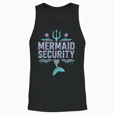 Mermaid Security Funny Dad Family Squad Unisex Tank Top - Black