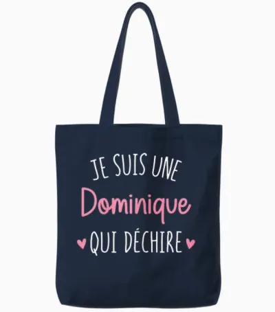 Personalised Women's Gift Name Dominique Qui Déchire T-Shirt, Black, Female X-Small Tote Bags - Navy