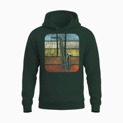 Saxophone Retro Vintage Unisex Hoodie - Forest