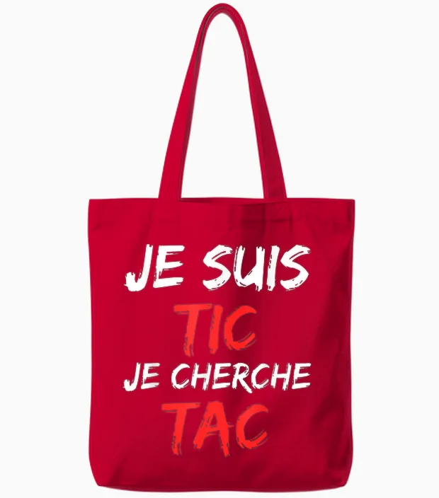 Je Suis Tic Je Cherche Tac - Déguisement Duo Tote Bags in Red