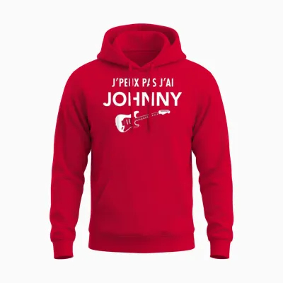 Je Peux Pas J'ai Johnny France Rock Passion Man and Woman T-Shirt, Black, S Unisex Hoodie - Red
