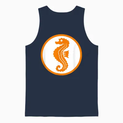 Seahorse Swimming Badge Early Swimmer Retro Swimming T-Shirt, White Unisex Tank Top - Navy