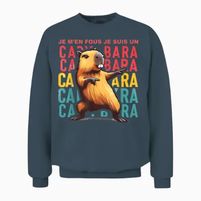 Je M'en Fous Je Suis Un Capybara - Cute Capybara T-Shirt, White, S Unisex Sweatshirt - Dark Heather