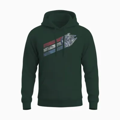 Star Wars Classic Americana Stripes Millennium Falcon Shot Unisex Hoodie - Forest