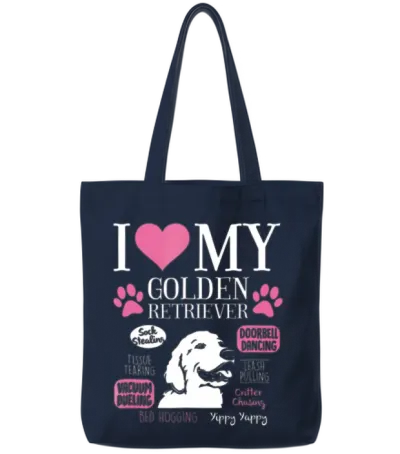 Dog Anatomy of a Golden Retriever Tote Bags - Navy
