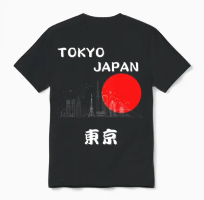 Tokyo Japan Minimalist Japanese Font Kanji Design Unisex T-Shirt - Black