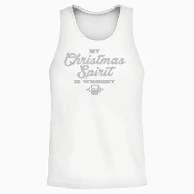 Funny Christmas Drinking Shirt Whiskey Liquor Drinker Saying Unisex Tank Top - White
