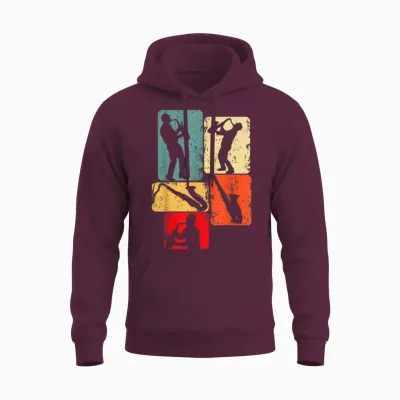 Saxophone Saxophone Man Child T-Shirt, Black Unisex Hoodie - Maroon