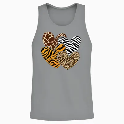 Girls Animal Print Clothes Kids Cheetah Leopard Heart Unisex Tank Top - Sport Grey