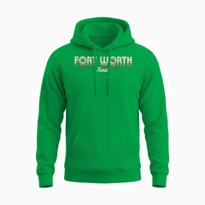 Retro Fort Worth Texas Unisex Hoodie - Irish Green
