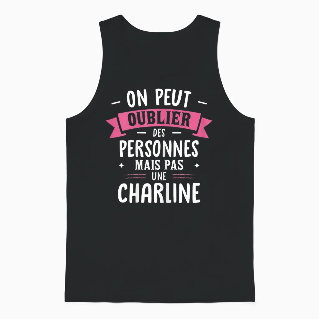 Femme Humour Copine Cadeau Personnalisé Bff Prénom Charline Unisex Tank Top in Black