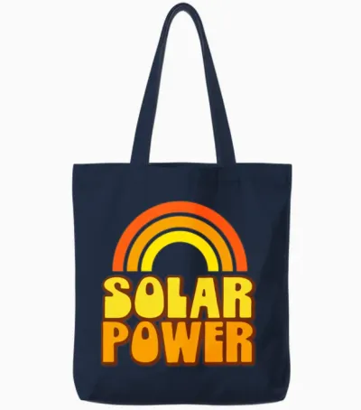 Retro Rainbow Solar Power Tote Bags - Navy