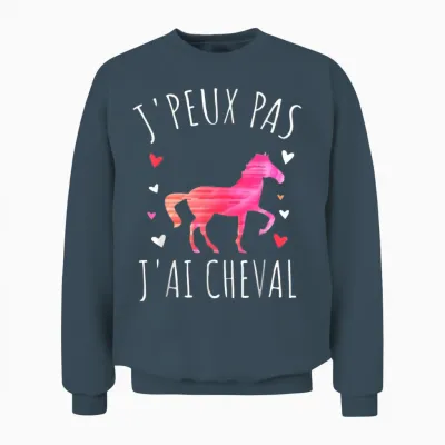 Je Peux Pas J'ai Cheval T-Shirt, Black, S Unisex Sweatshirt - Dark Heather
