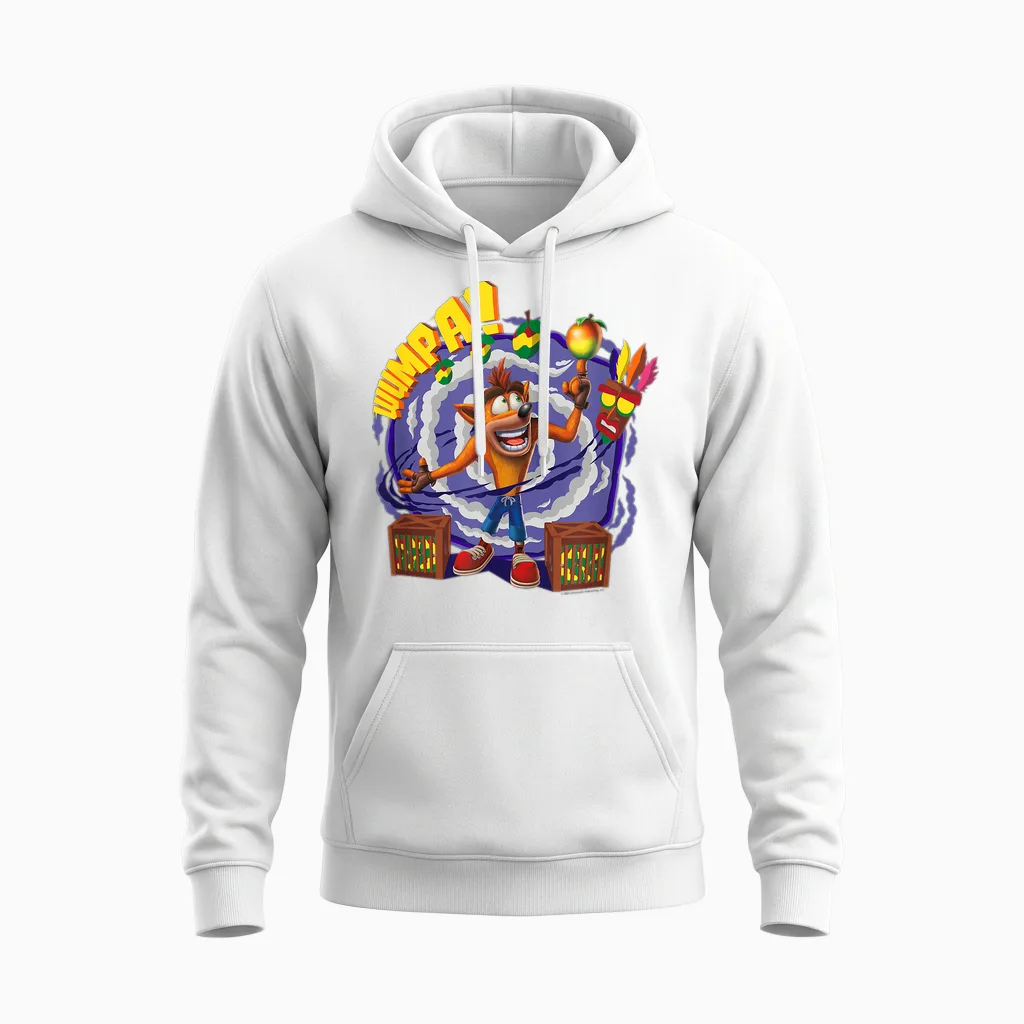Crash Bandicoot Wumpa! Smoke Swirl Background Shot Unisex Hoodie in White