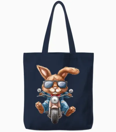 Osterhase Hase Motorrad Motorrad Biker Tote Bags - Navy