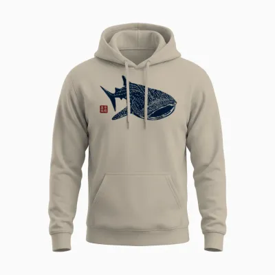 Walhai Mit Traditionellem Japanischen Kanji Siegel Unisex Hoodie - Sand