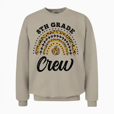 8th Grade Crew Rainbow 8th Grade Back to School Unisex Sweatshirt - Sand