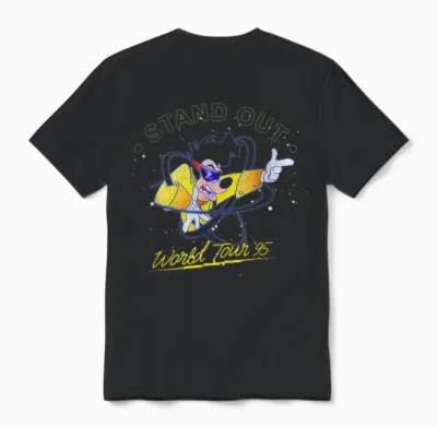 Disney a Goofy Movie Powerline Stand Out World Tour '95 Unisex T-Shirt - Black