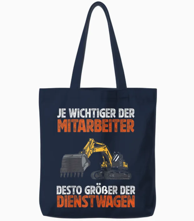 Mann Baggerfahrer Kleidung - Herren T-Shirt, Schwarz, S, Klassisch, Kurzarm, Witziges Bagger Bauarbeiter Design Tote Bags in Navy