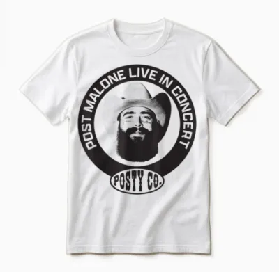 Official Post Malone Live in Concert Unisex T-Shirt - White