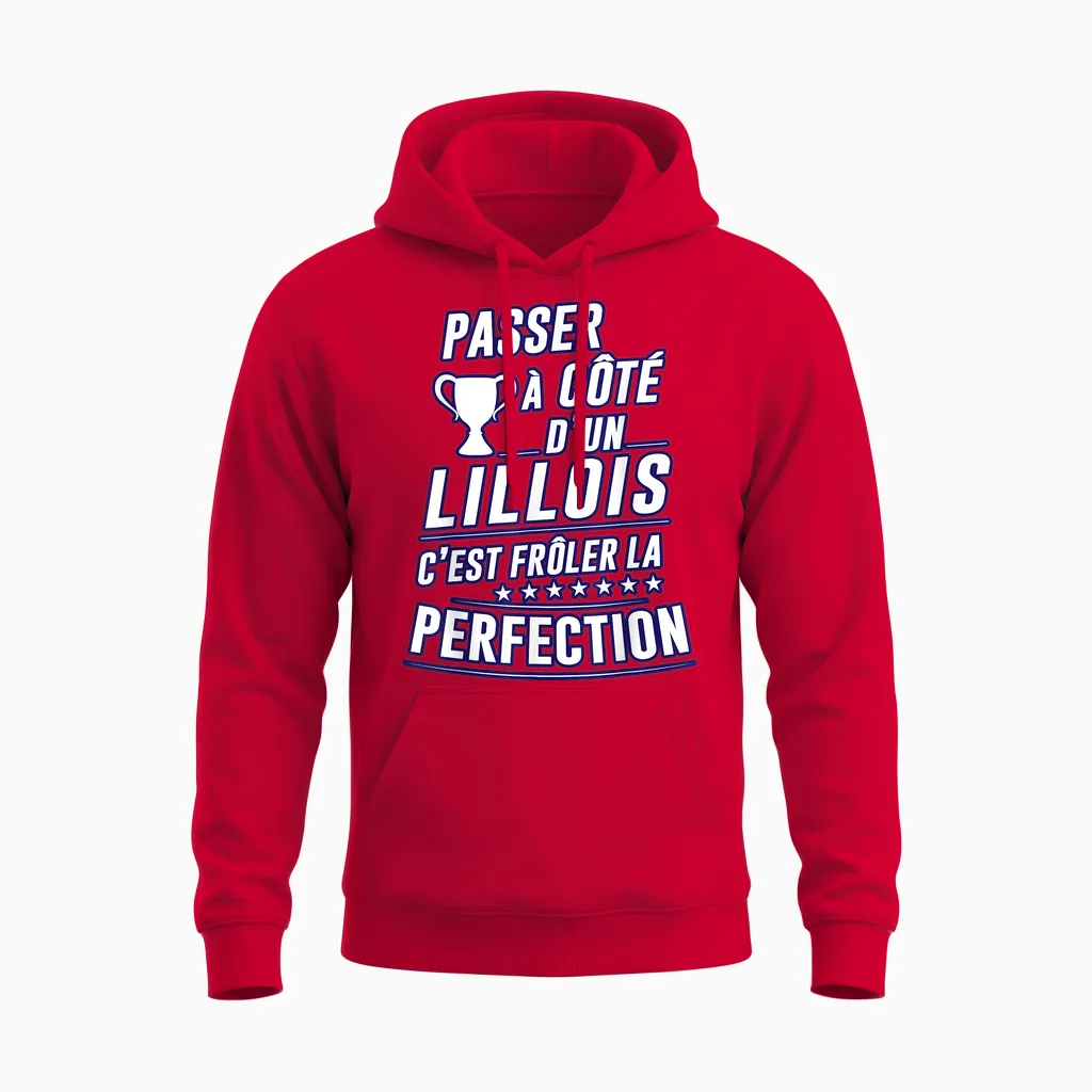 Lille Champion De France Supporter Lillois Football T-Shirt, Red Unisex Hoodie in Red