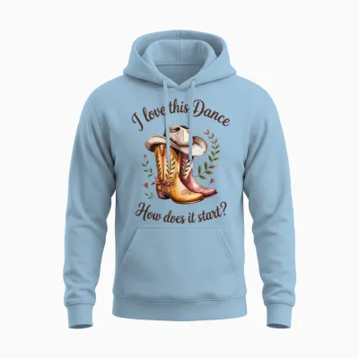 Line Dance T-Shirt with German Text "ich Liebe Diesen Tanz Wie Fanger An?" Unisex Hoodie - Light Blue