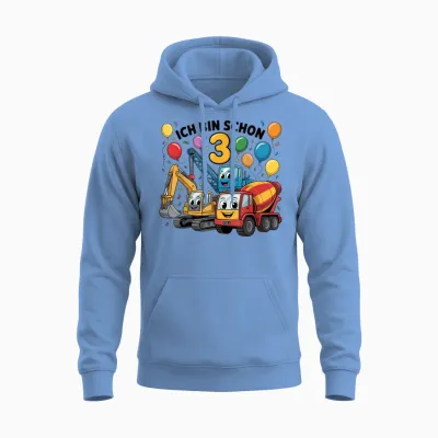 Children's T-Shirt with German Text "ich Bin Schon 3 Years" Unisex Hoodie - Carolina Blue