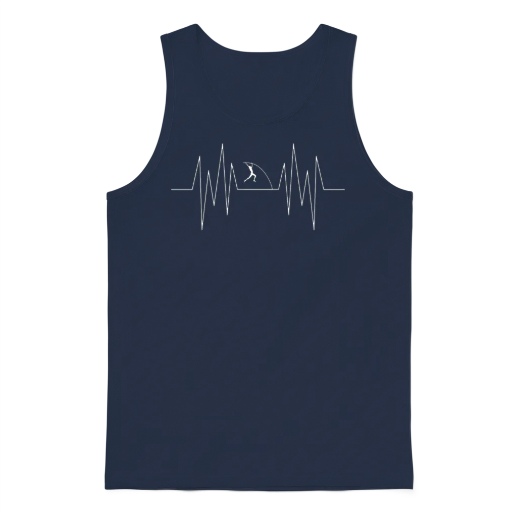 Pole Vault Heartbeat Unisex Tank Top - Navy