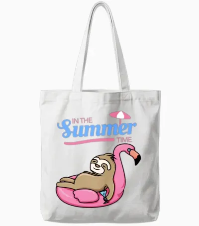 Funny Sloth Summer Tote Bags - White