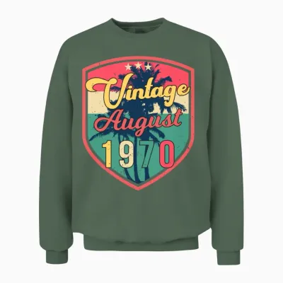 1970 August Retro Unisex Sweatshirt - Military Green