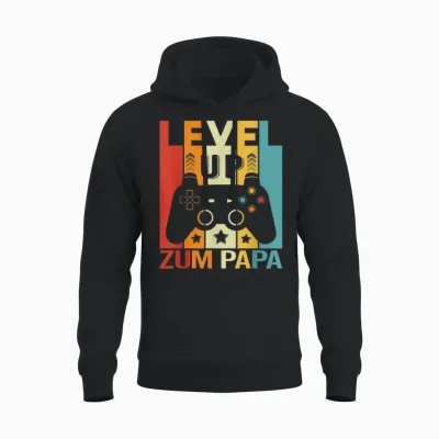 Level Up to Dad Father Pregnancy Announcement Gamer Unisex Hoodie - Black