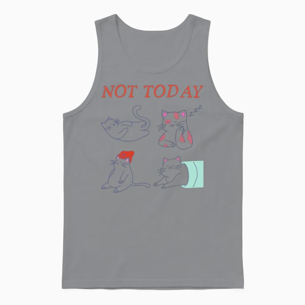 Not Today Funny Meow Cat Lovers Unisex Tank Top in Sport Grey