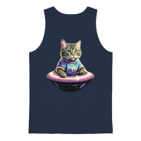 Retro Ufo Cat — Lovers Unisex Tank Top - Navy – 1