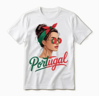 Portugal Messy Bun Girl Pride Portuguese Roots Unisex T-Shirt - White