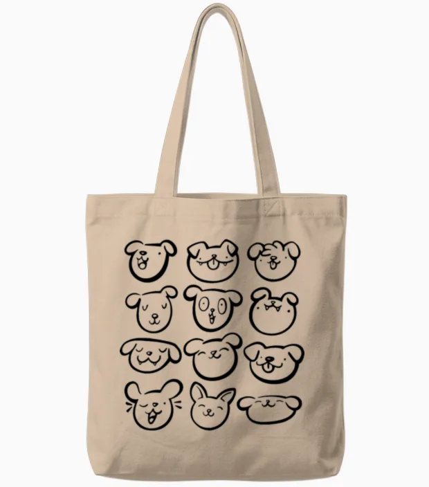 Dog Emojis Lovers Tote Bags in Natural