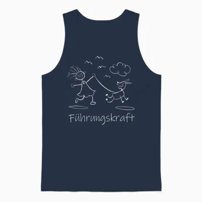 T-Shirt with German Text "führungskraft Dog Dog Owner Walking", Black Unisex Tank Top - Navy